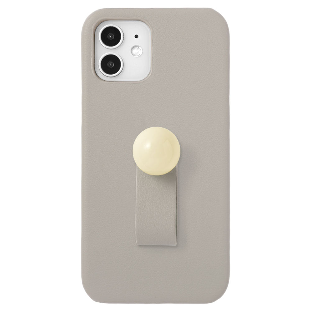 Vegan Leather Dusky Pastel Round Deco Back Case with Finger Belt AQUOS Series