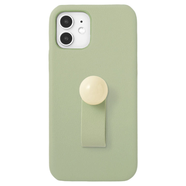Vegan leather muted pastel round deco back case with finger belt for Xperia series
