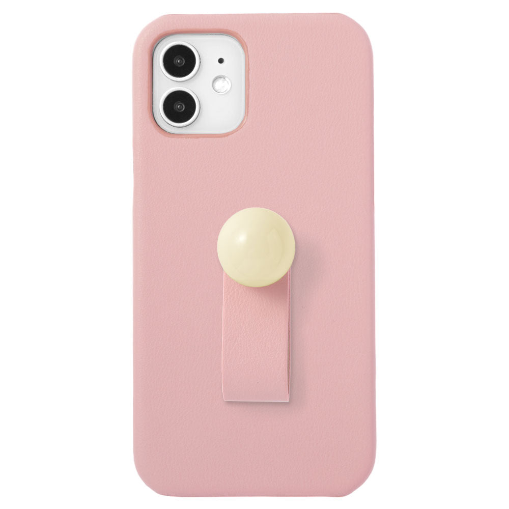 Vegan Leather Dusky Pastel Round Deco Back Case with Finger Belt AQUOS Series
