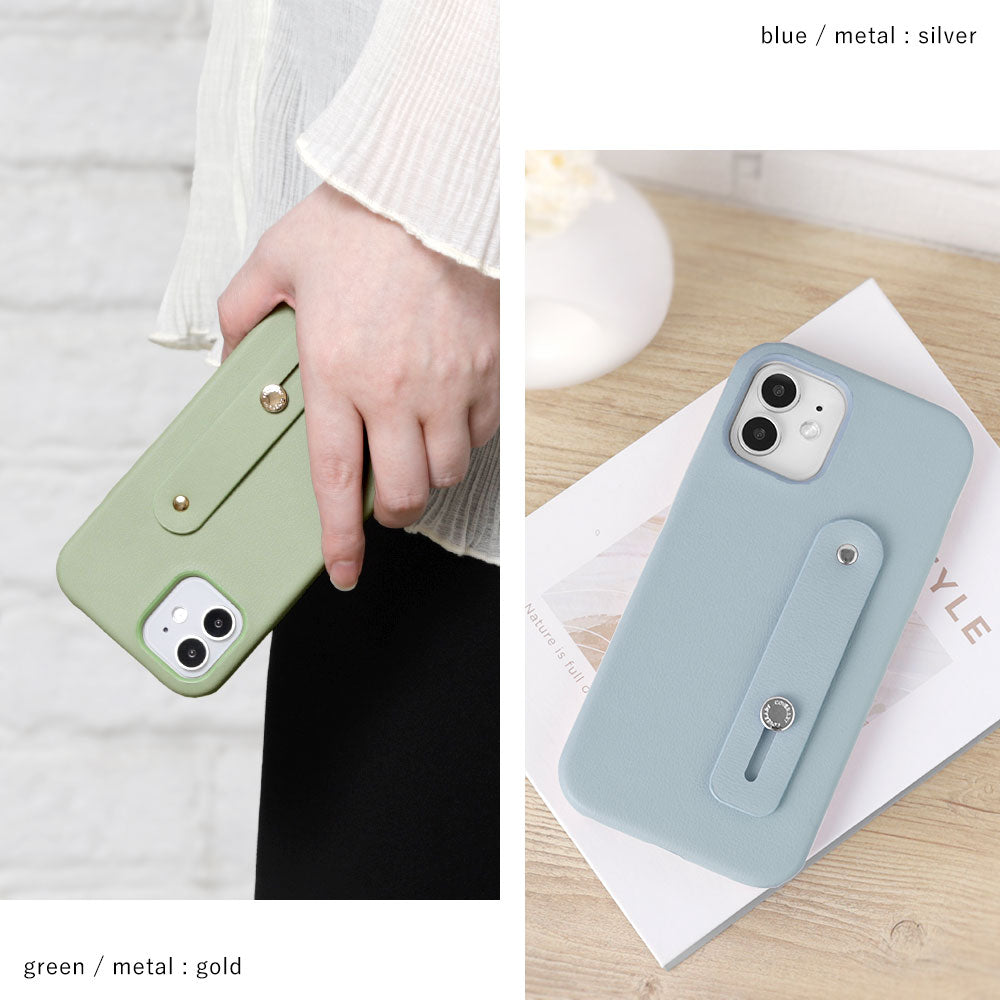 Cuir végan pastel terne avec ceinture pour doigt, coque arrière série Galaxy