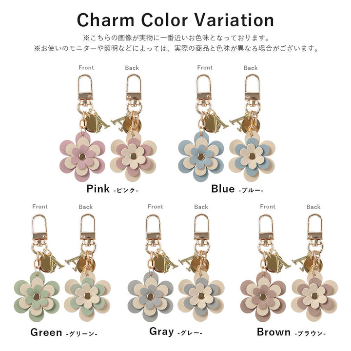 Cuir végan pastel terne charme fleur médaille décoration initiale coque arrière