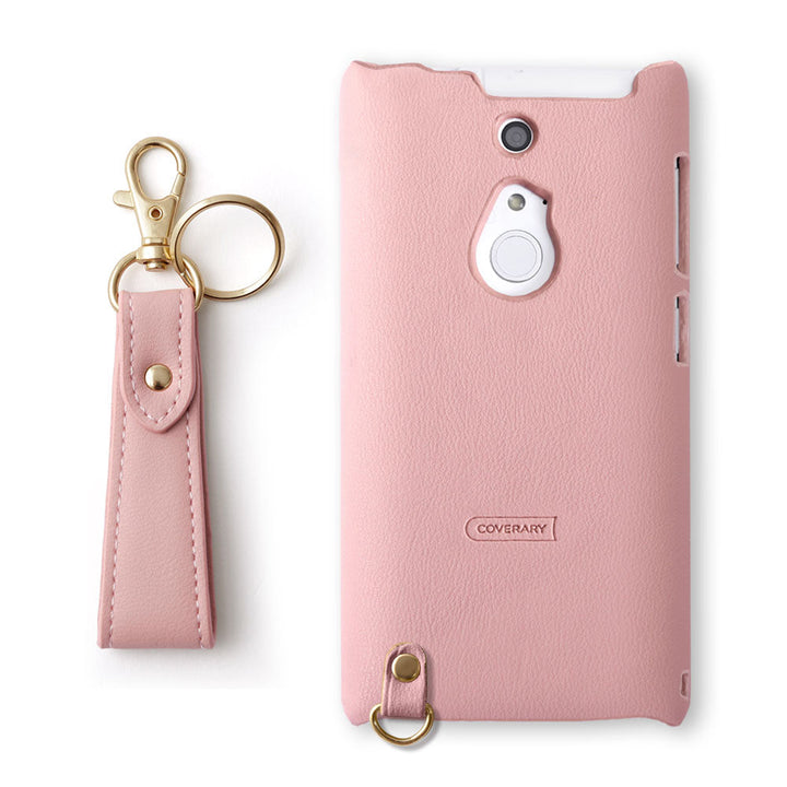 Vegan leather muted pastel back case with finger strap AQUOS series