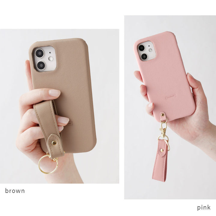 Vegan leather muted pastel back case with finger strap Galaxy series