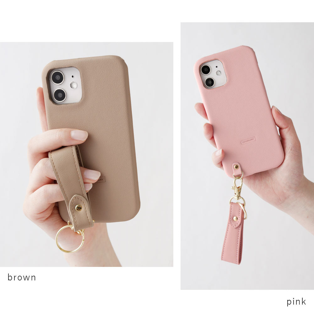 Cuir végan pastel terne avec sangle pour doigt, coque arrière pour la série Xperia