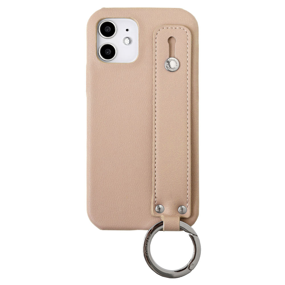 Étui arrière avec sangle à main en cuir végan pastel terne pour la série iPhone