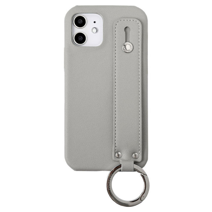 Étui arrière avec sangle à main en cuir végan pastel terne pour la série iPhone
