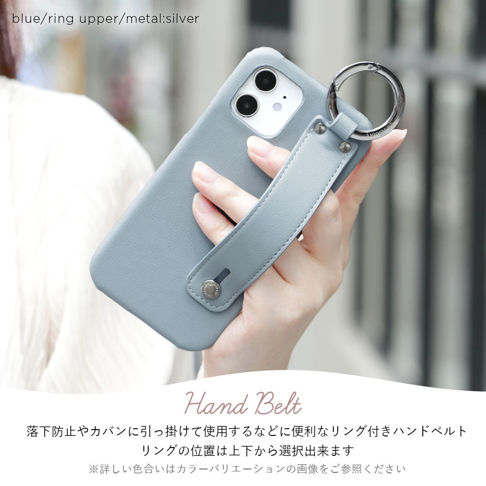 Étui arrière avec sangle à main en cuir végan pastel terne pour la série iPhone