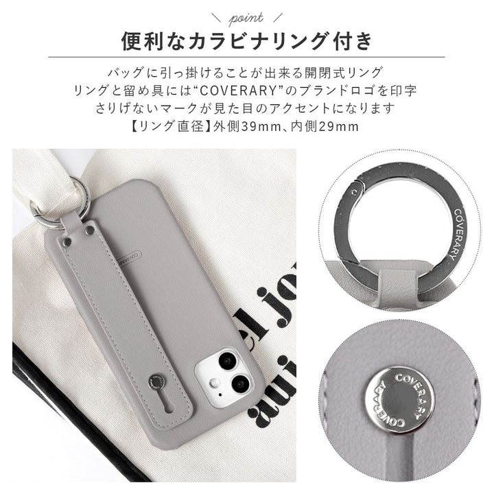 ヴィーガンレザー くすみパステル フラワーデコ ハンドベルト付き 背面ケース Galaxyシリーズ