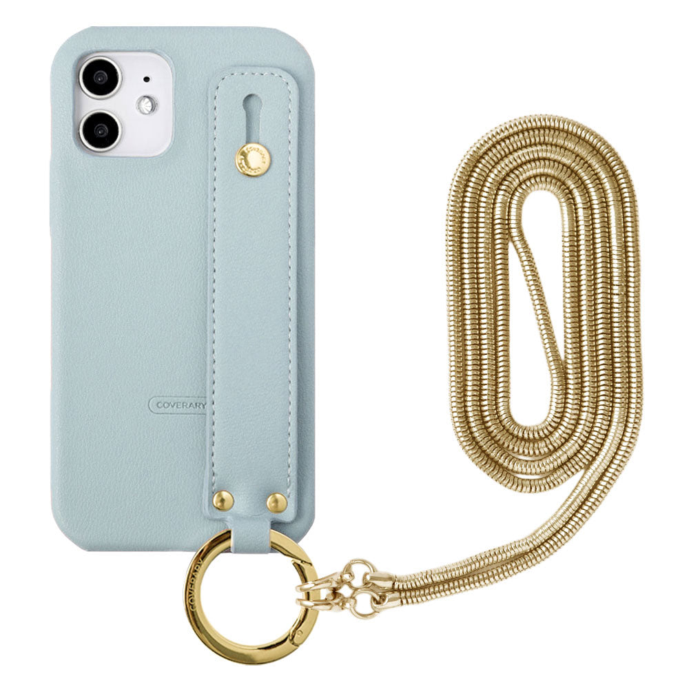 Vegan leather muted pastel hand belt & chain shoulder strap attached back case