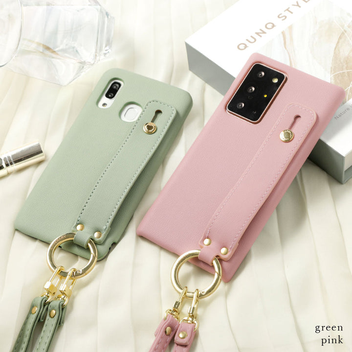 Cuir végan pastel terne avec poignée et bandoulière, coque arrière pour la série AQUOS