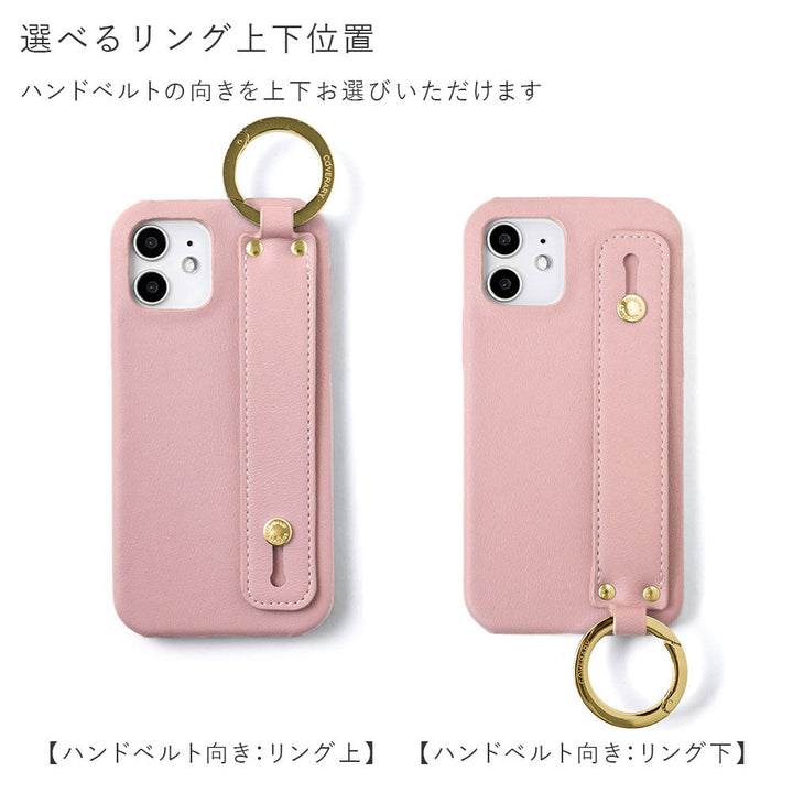 Vegan leather muted pastel hand belt &amp; chain shoulder strap attached back case for iPhone series