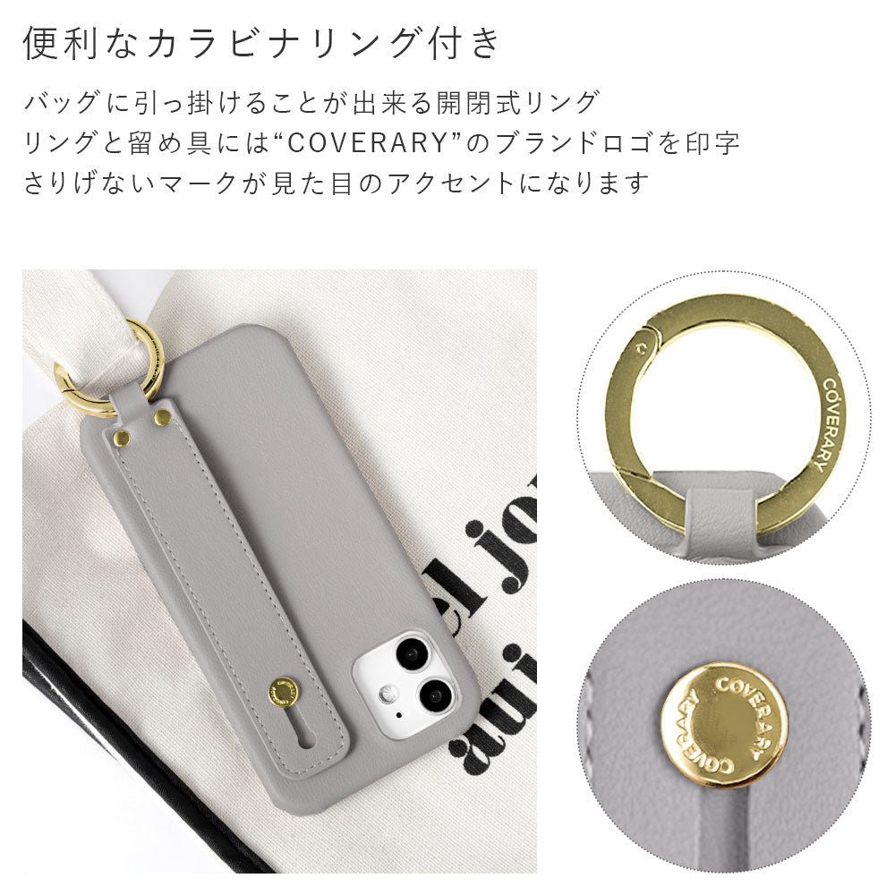 Vegan leather muted pastel hand belt &amp; chain shoulder strap attached back case for iPhone series