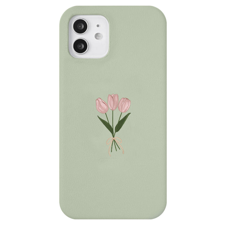Vegan Leather Dusty Pastel Tulip Pattern Back Case Google Pixel Series