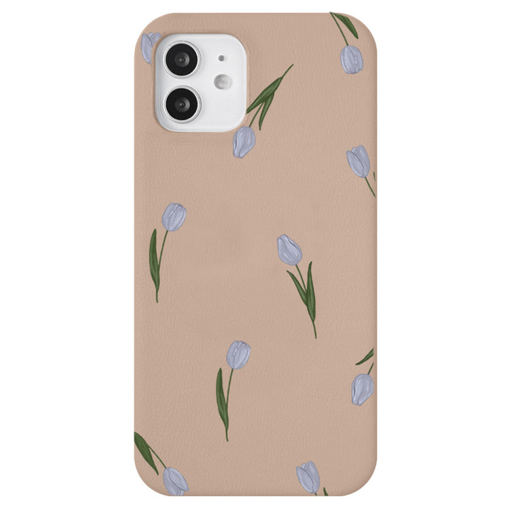 Vegan Leather Dusty Pastel Tulip Pattern Back Case