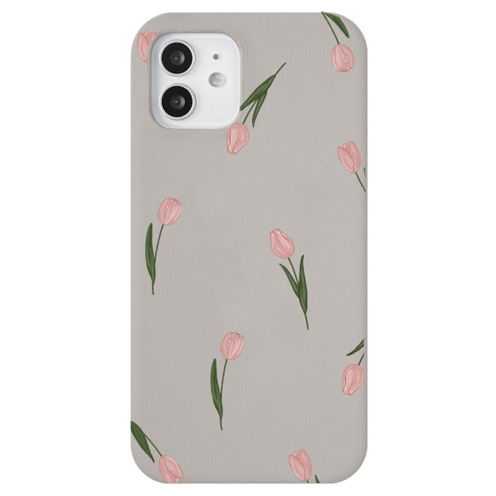 Vegan Leather Dusty Pastel Tulip Pattern Back Case