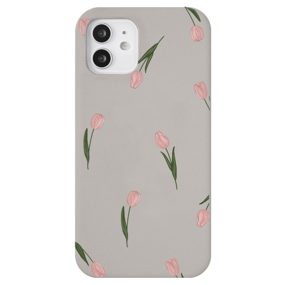 Vegan Leather Dusty Pastel Tulip Pattern Back Case Google Pixel Series