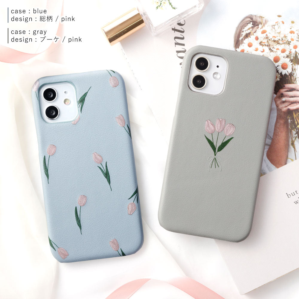 Vegan Leather Dusty Pastel Tulip Pattern Back Case Google Pixel Series