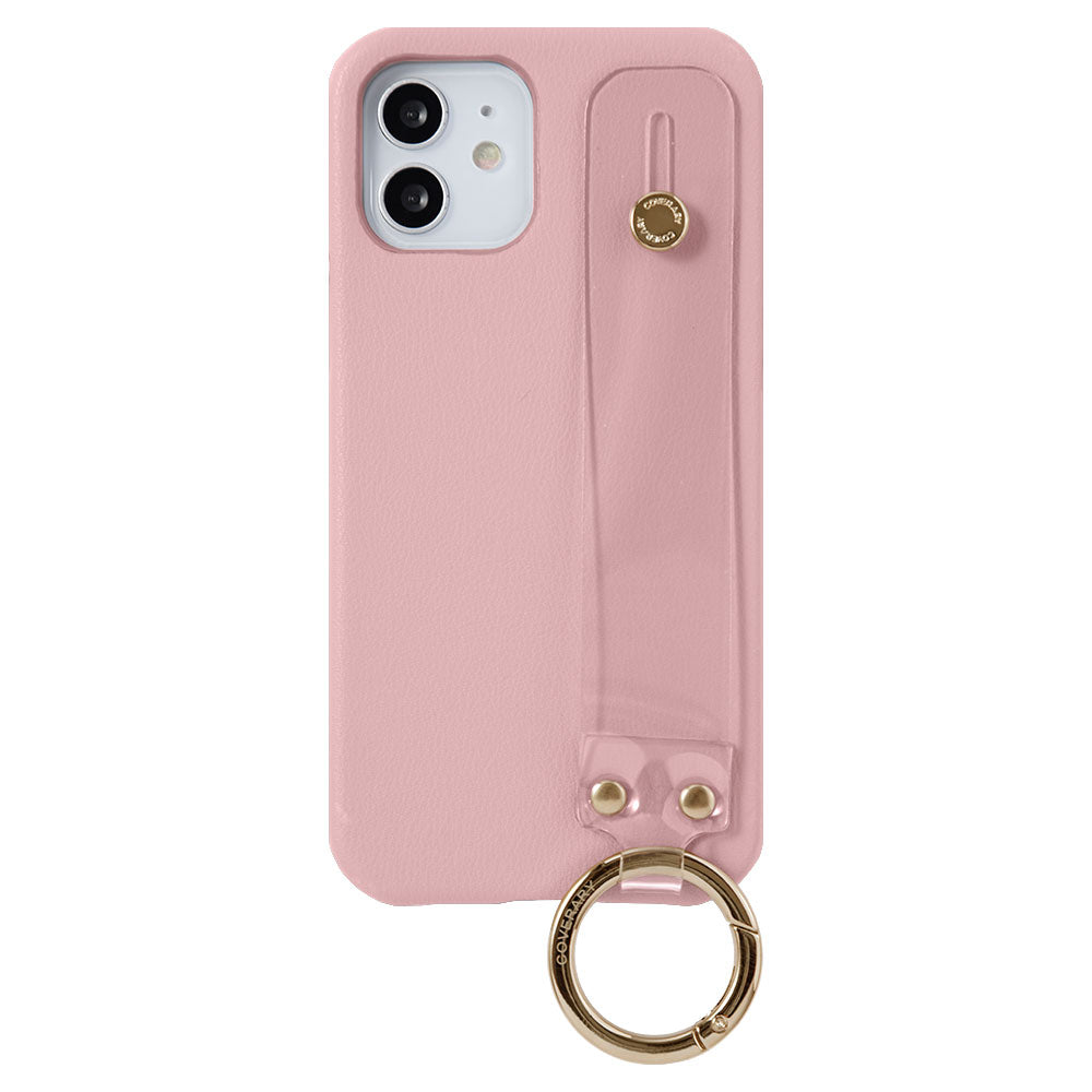 Vegan leather muted pastel clear hand belt attached back case Galaxy series