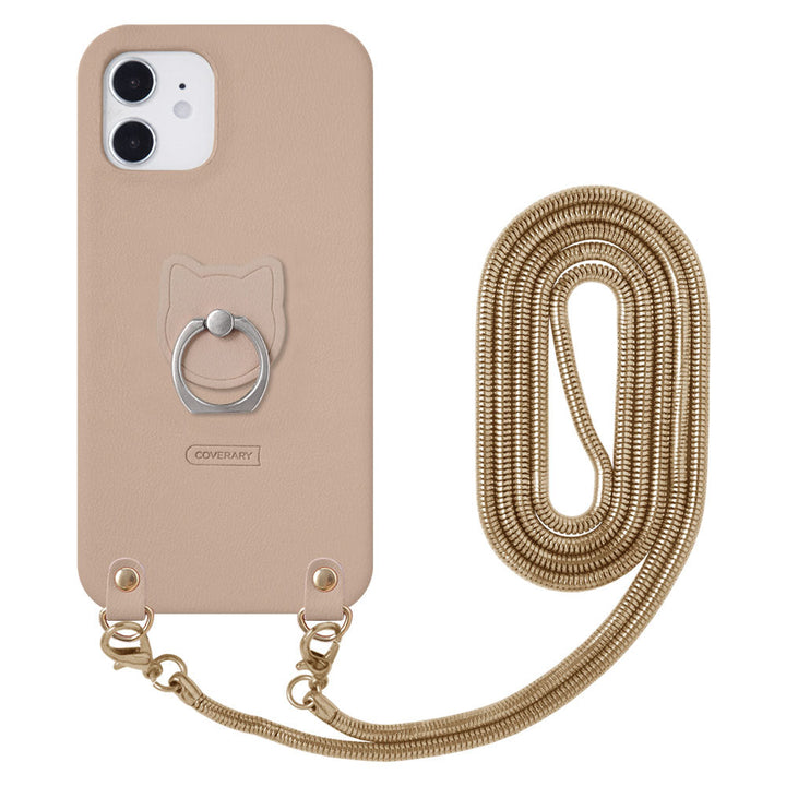 Vegan Leather Muted Pastel Smartphone Ring & Chain Shoulder Strap Attached Back Case Galaxy Series