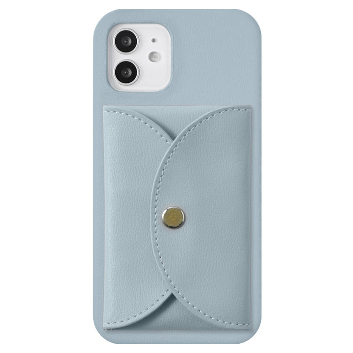 ヴィーガンレザー くすみパステル スナップボタン式ポケット付き 背面ケース