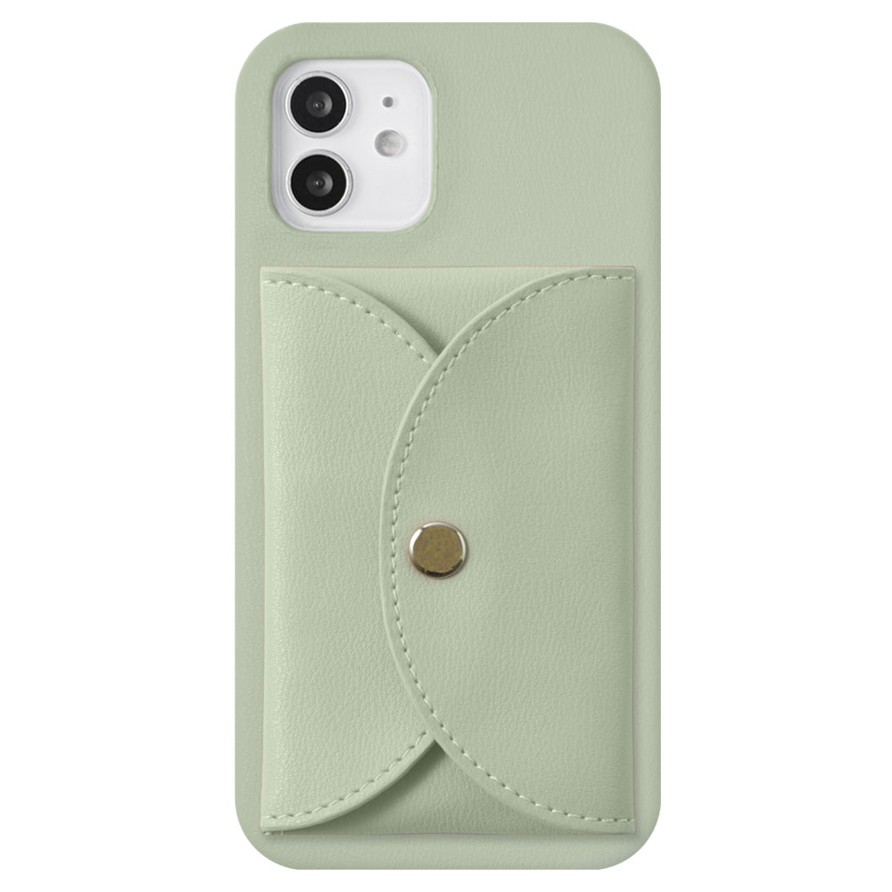 ヴィーガンレザー くすみパステル スナップボタン式ポケット付き 背面ケース