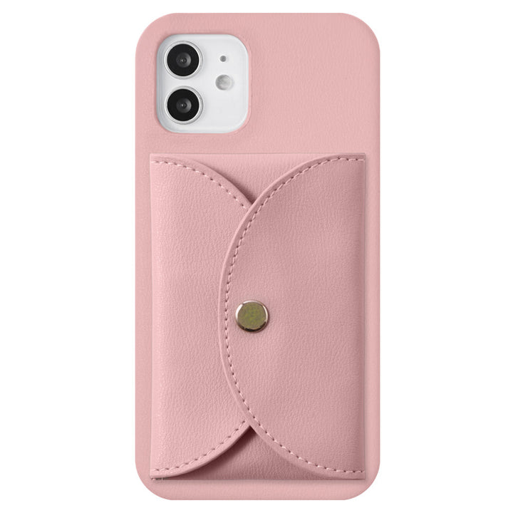 ヴィーガンレザー くすみパステル スナップボタン式ポケット付き 背面ケース