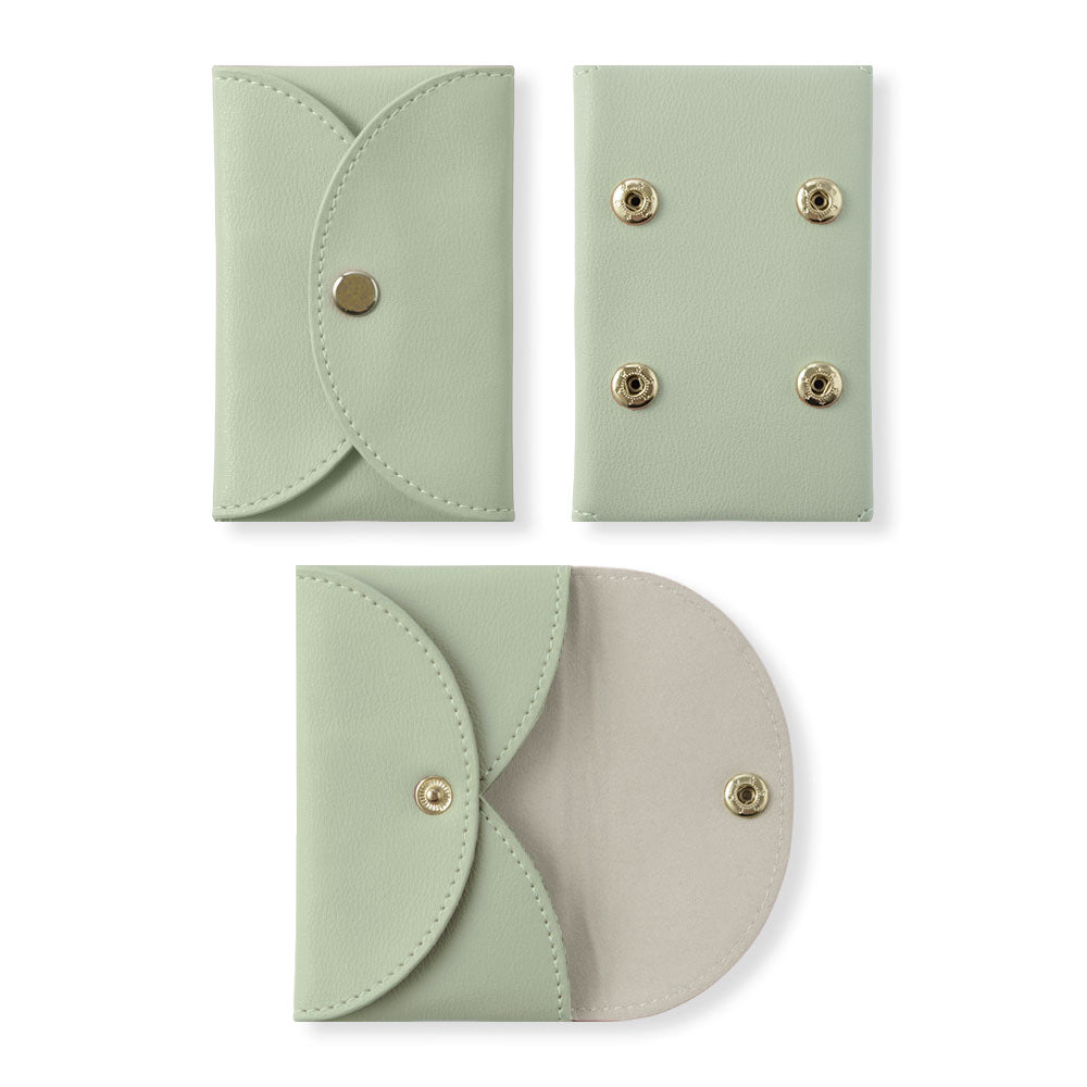 ヴィーガンレザー くすみパステル スナップボタン式ポケット付き 背面ケース