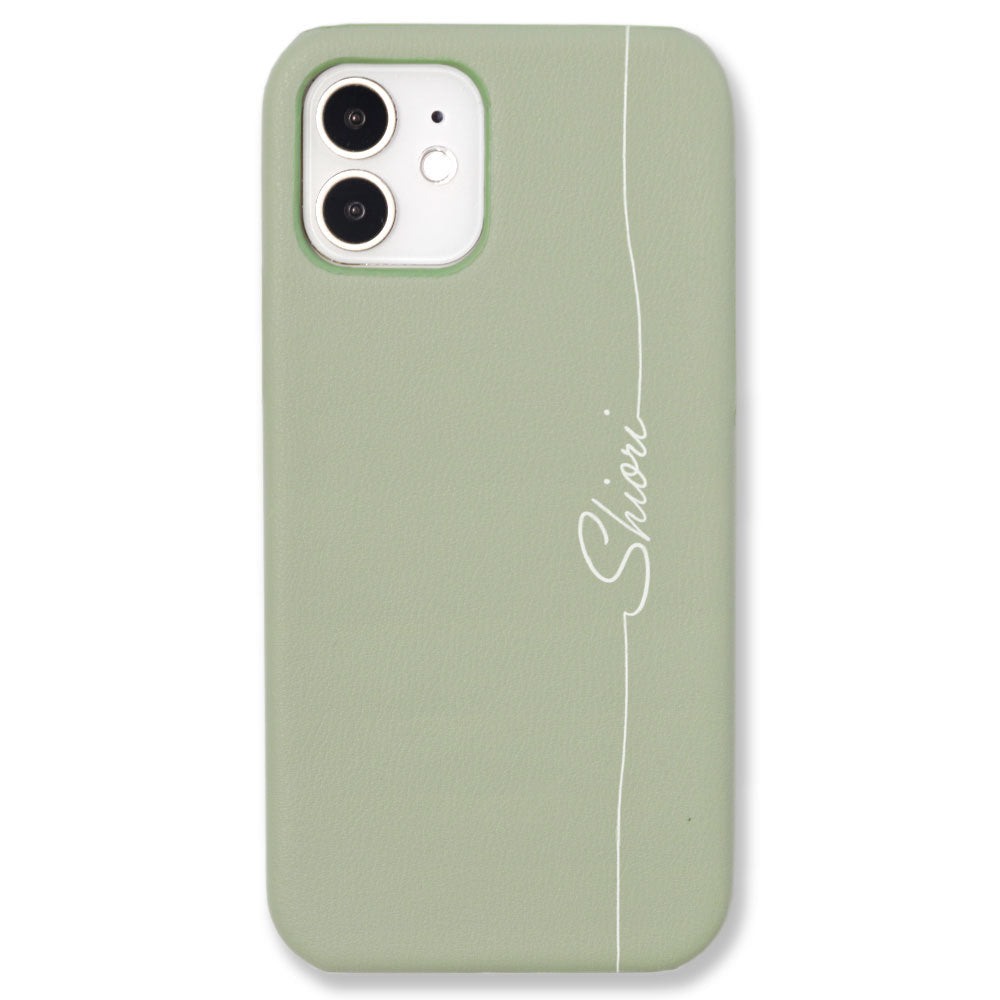 Cuir végan pastel terne nom imprimé coque arrière