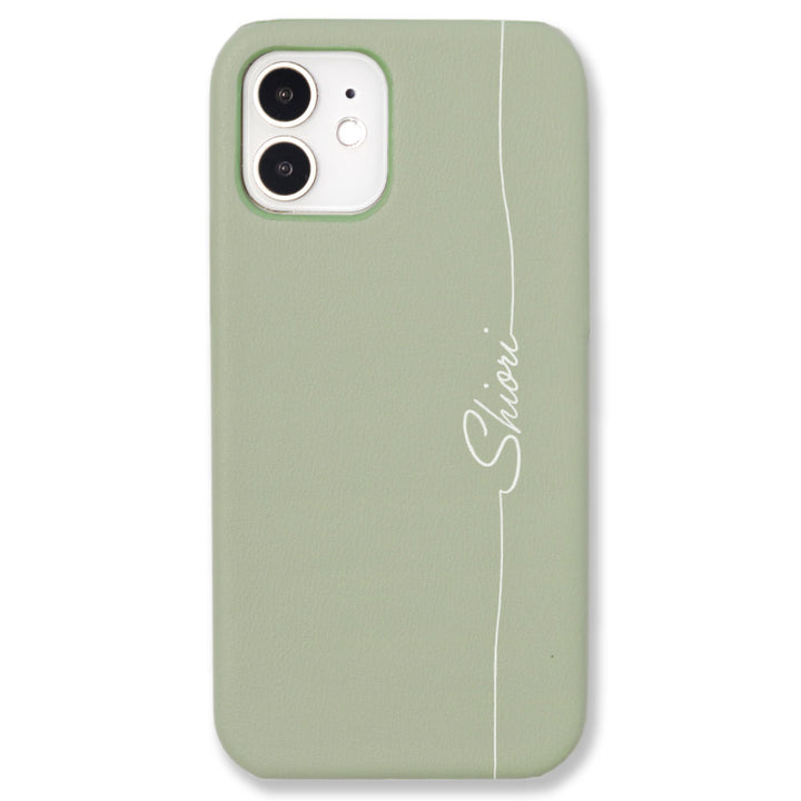 Cuir végan pastel terne nom imprimé coque arrière