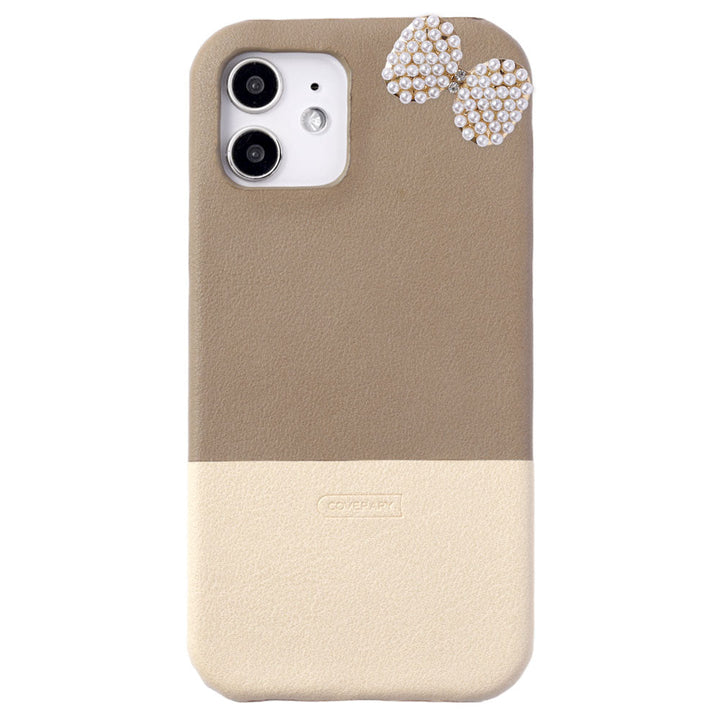 Cuir végan couleur terne bicolore point de coin 1 coque arrière