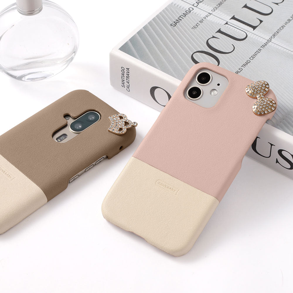 Cuir végan couleur terne bicolore point de coin 1 coque arrière