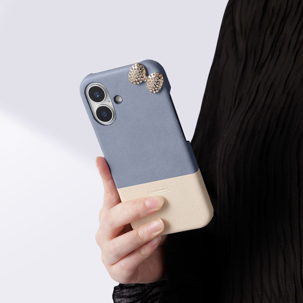 Cuir végan couleur terne bicolore point de coin 1 coque arrière