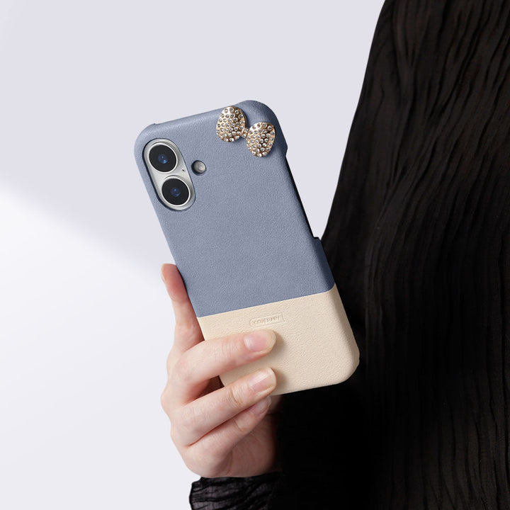 Cuir végan couleur terne bicolore point de coin 1 coque arrière