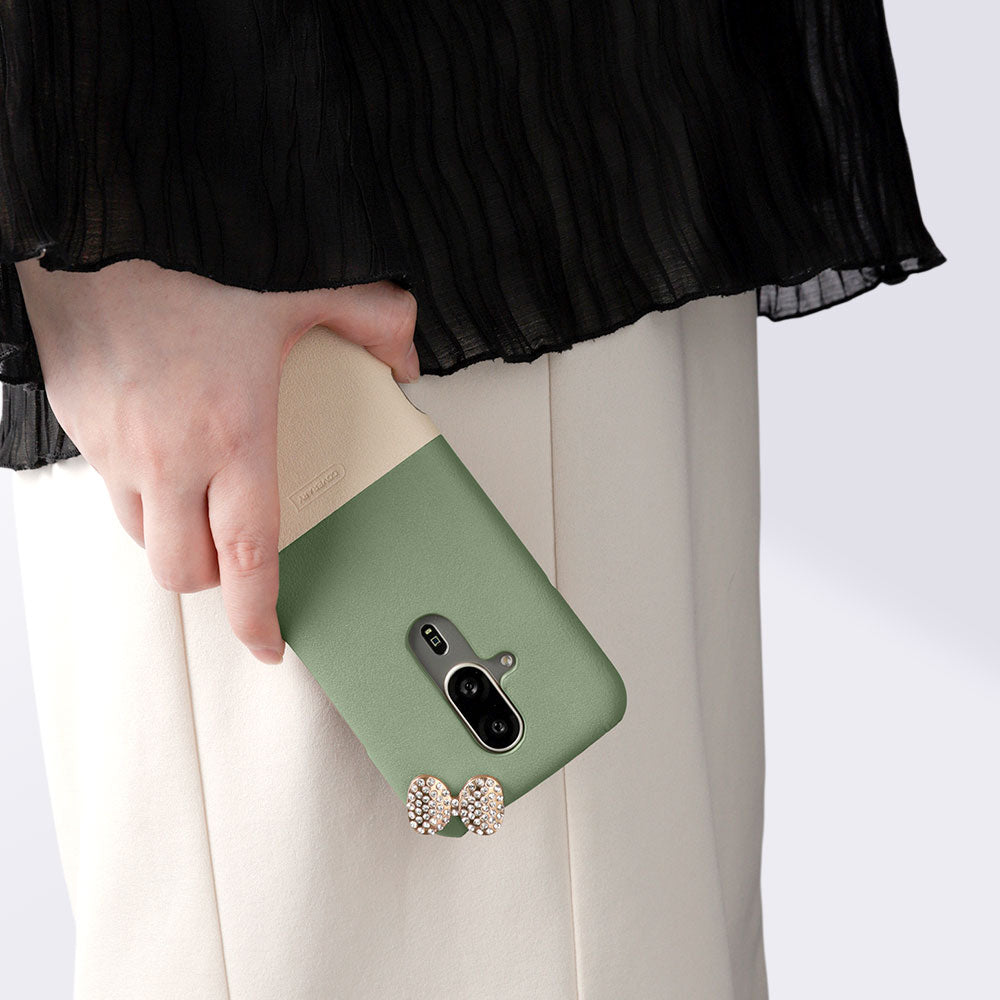 Cuir végan couleur terne bicolore point de coin 1 coque arrière