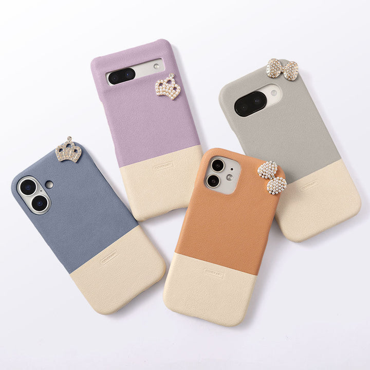 Cuir végan couleur terne bicolore point de coin 1 coque arrière