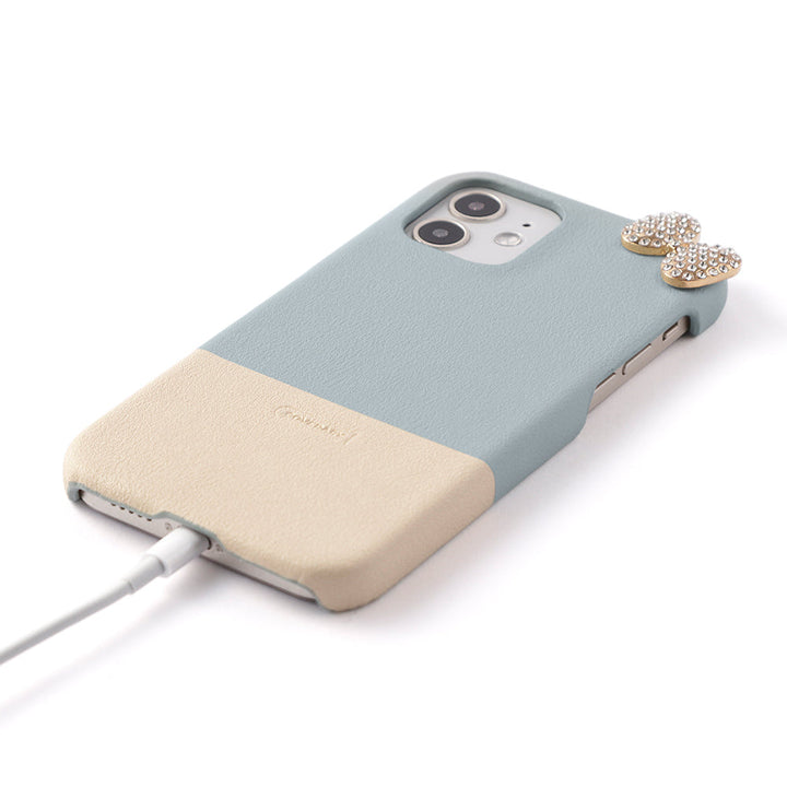 Cuir végan couleur terne bicolore point de coin 1 coque arrière