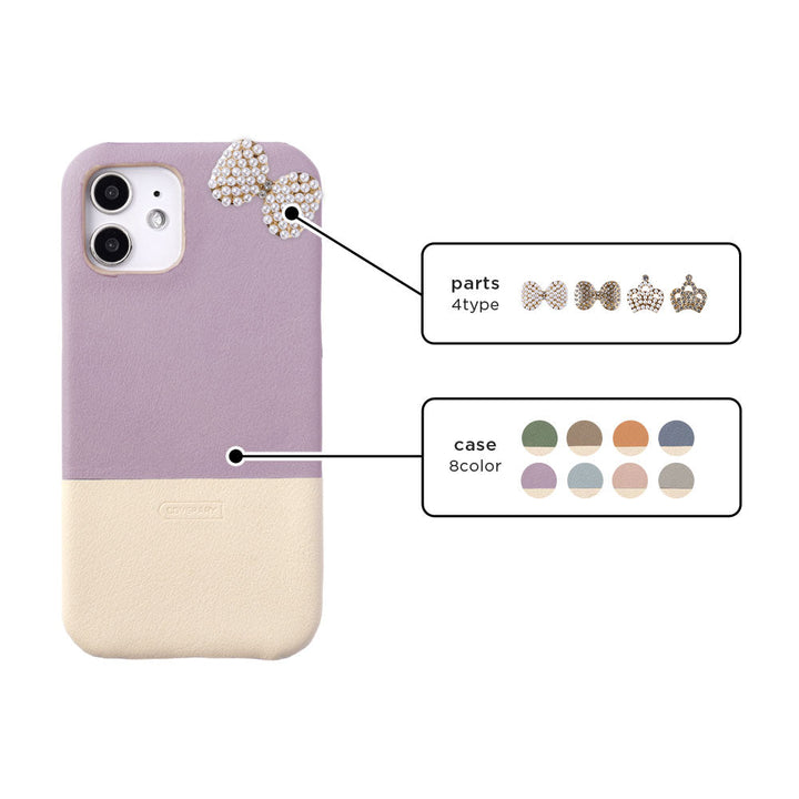 Cuir végan couleur terne bicolore point de coin 1 coque arrière