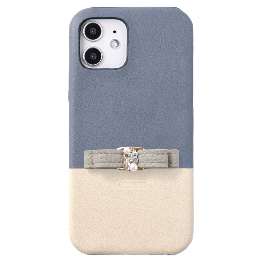 ヴィーガンレザー くすみカラー バイカラー リボン付き 背面ケース Google Pixelシリーズ