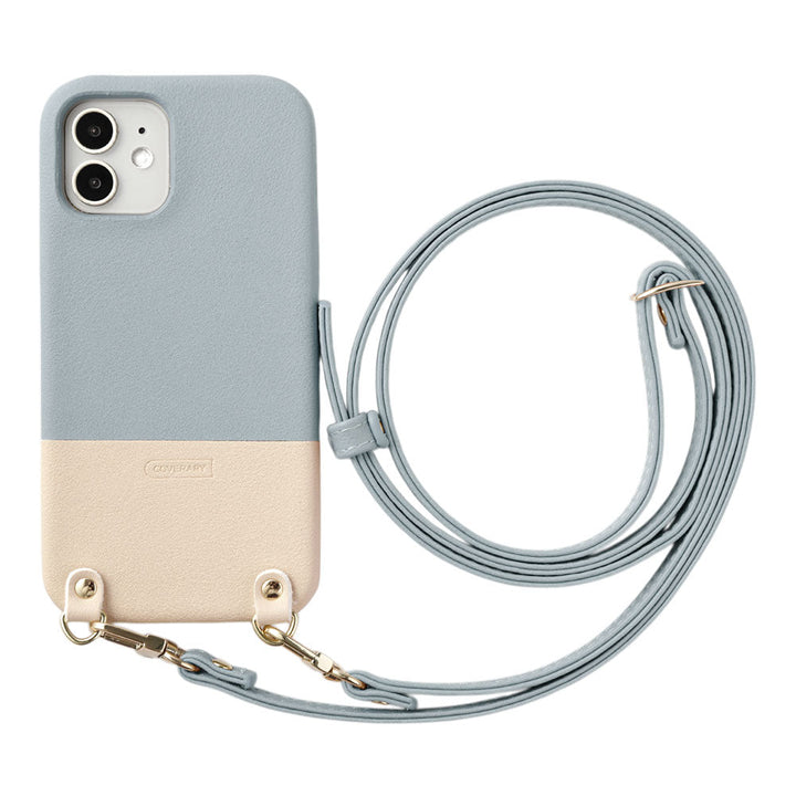 Vegan leather muted color bicolor shoulder strap attached back case AQUOS series