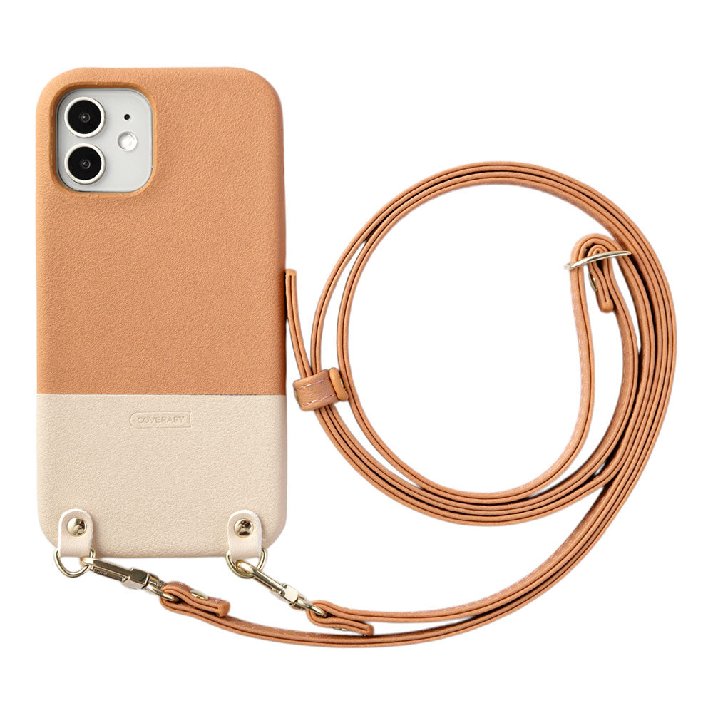 Vegan leather muted color bicolor shoulder strap attached back case AQUOS series