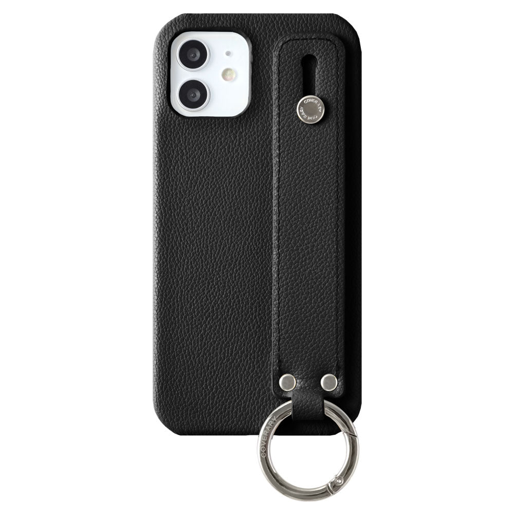 Vegan leather basic leather-style case with hand strap on the back