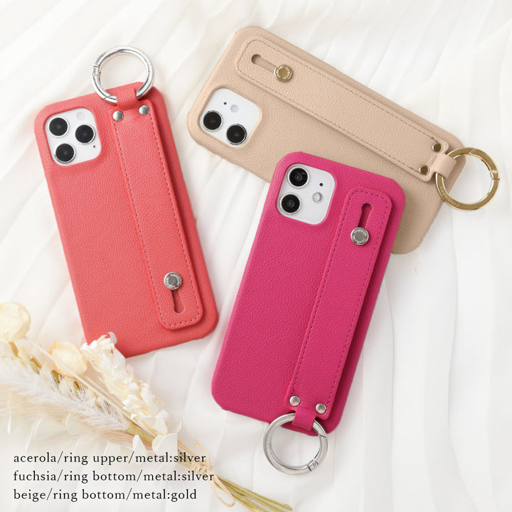 Vegan leather basic leather-style case with hand strap on the back