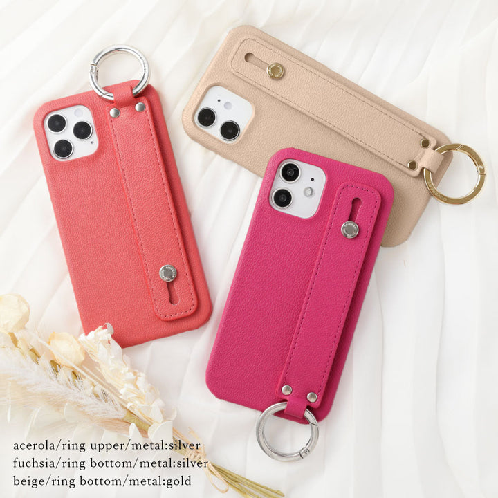 Vegan leather basic leather-style case with hand strap, back cover for Galaxy series