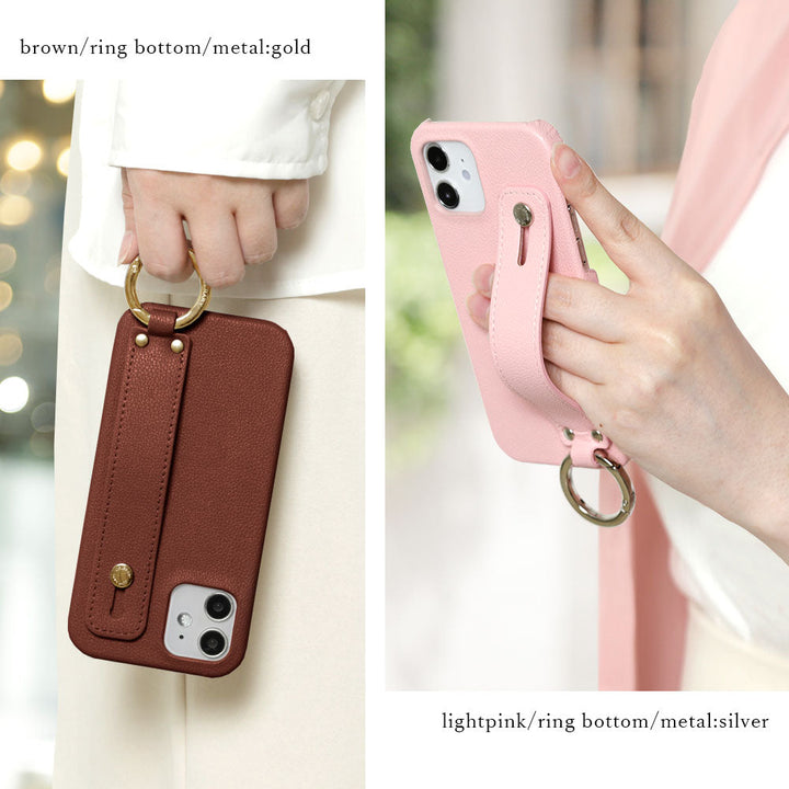 Vegan leather basic leather-style case with hand strap, back cover for Galaxy series