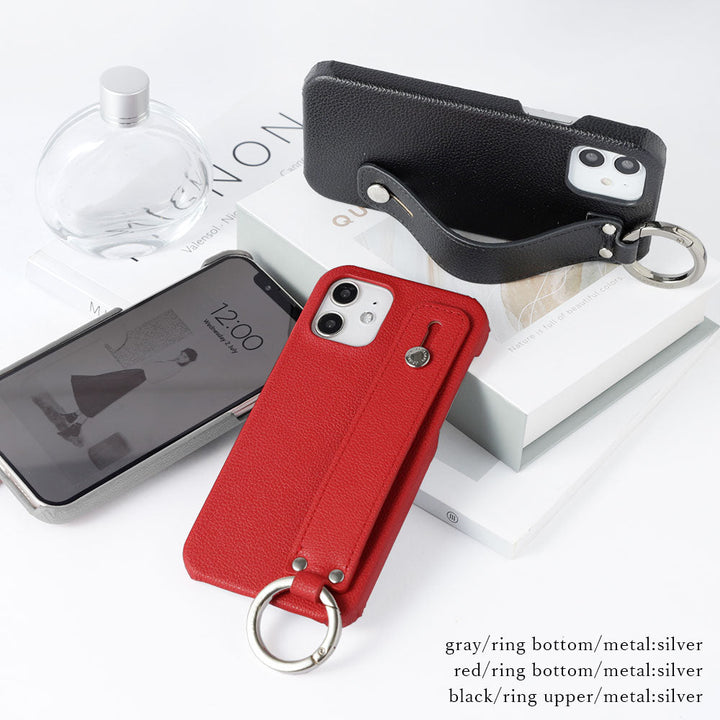 Vegan leather basic leather-style case with hand strap, back cover for Galaxy series