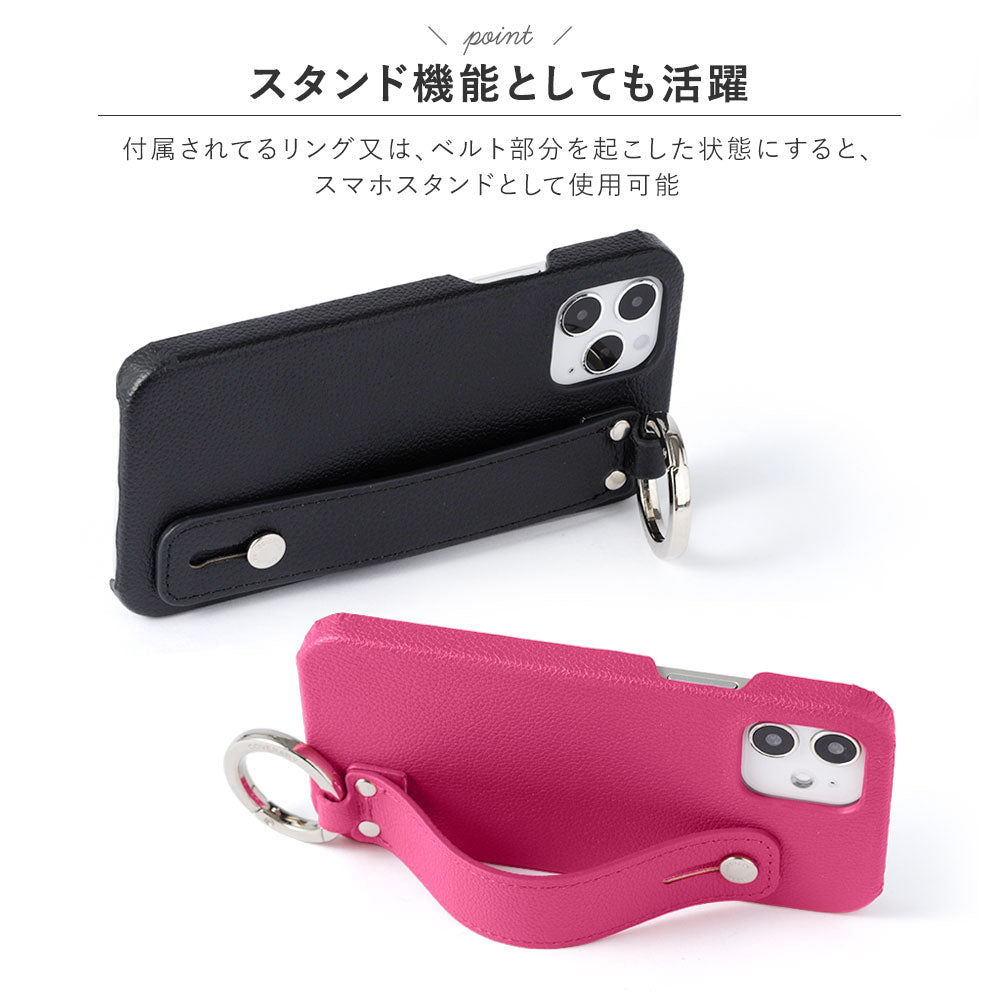 Vegan leather basic leather-style case with hand strap on the back