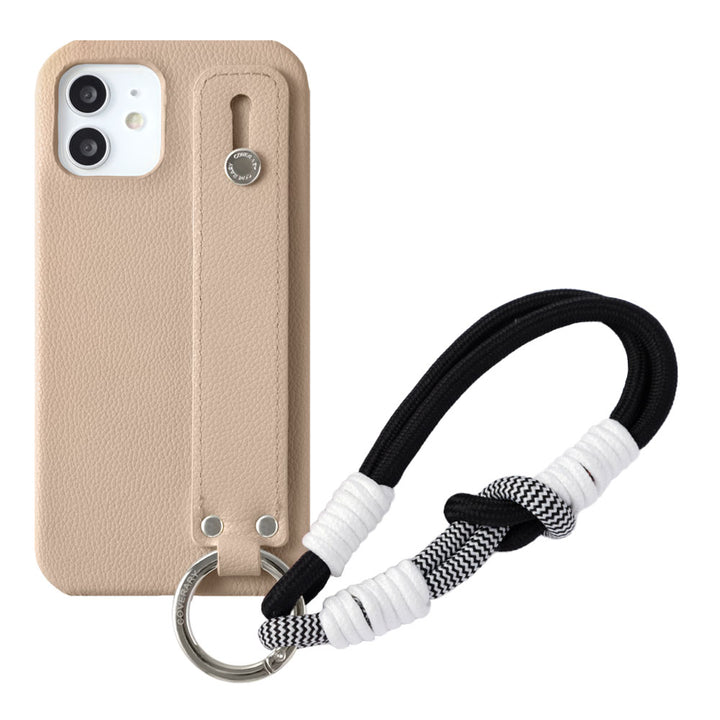 Vegan leather basic leather-style back case with hand belt & colorful hand strap