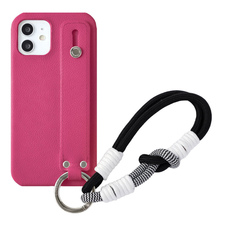 Étui arrière avec ceinture de main en cuir vegan basique et sangle de main colorée, style cuir, pour la série Xperia