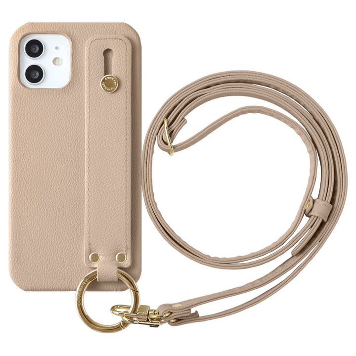 Vegan leather basic leather-style hand belt & shoulder strap attached back case for Xperia series