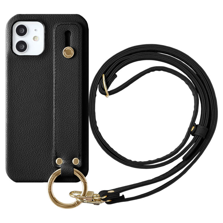 Étui arrière avec ceinture de main et sangle d'épaule en cuir synthétique basique végan pour la série AQUOS